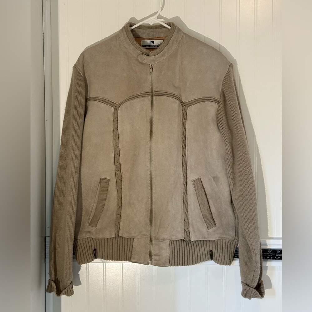 Vintage Giorgio Fellini Suede and Knit Bomber Jacket